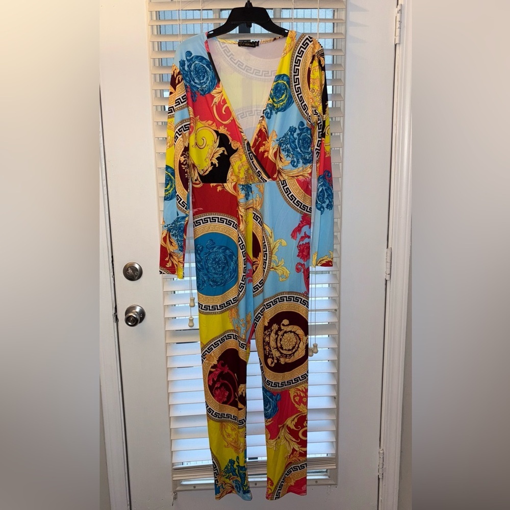 Designer-Inspired Baroque Print Jumpsuit – Size 2X - Picture 3 of 11